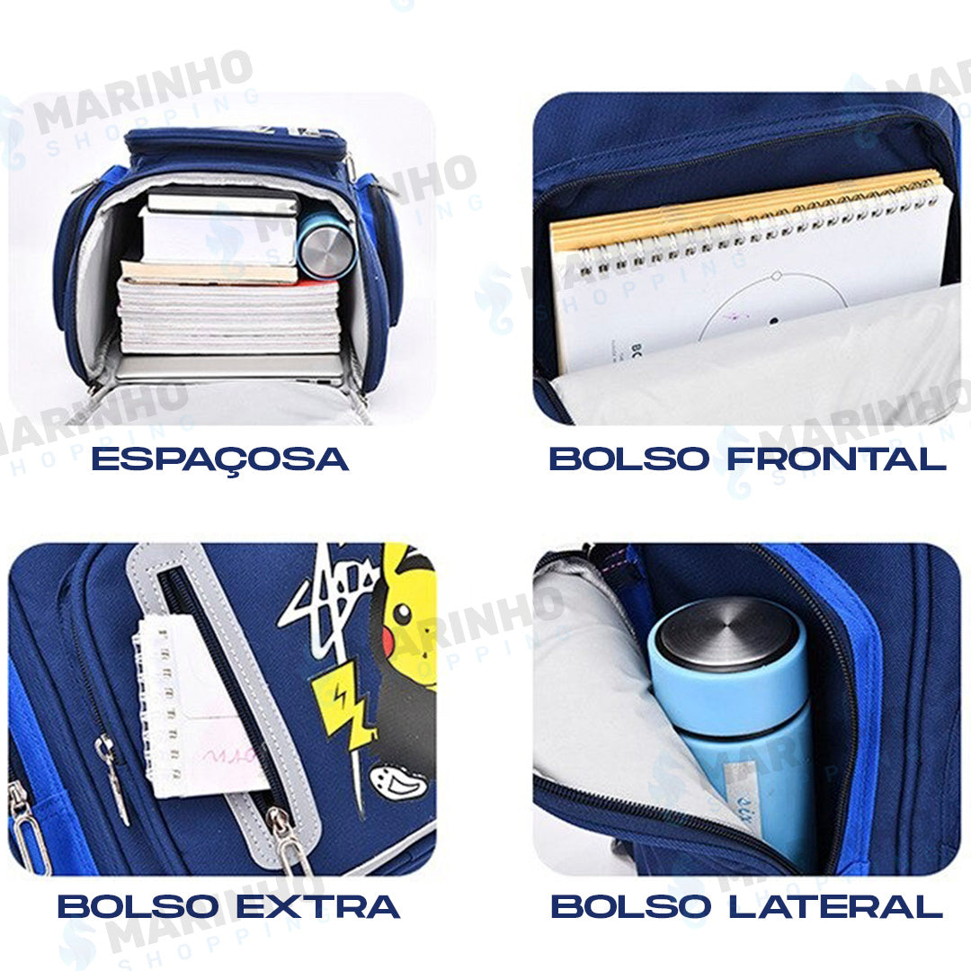 Mochila Pokemon Escolar Costas