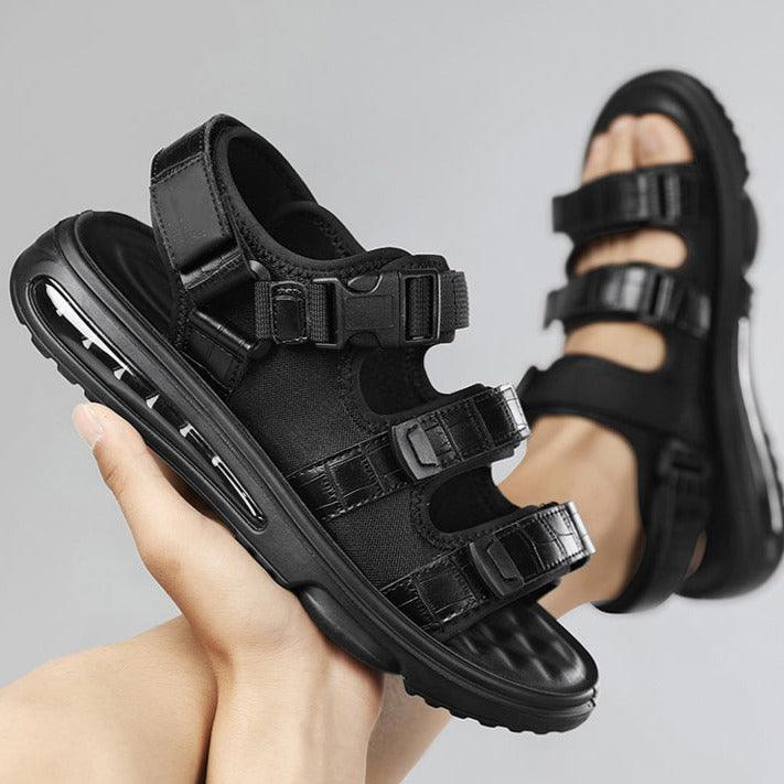 Sandália em Couro Nobre com Amortecedor Traseiro