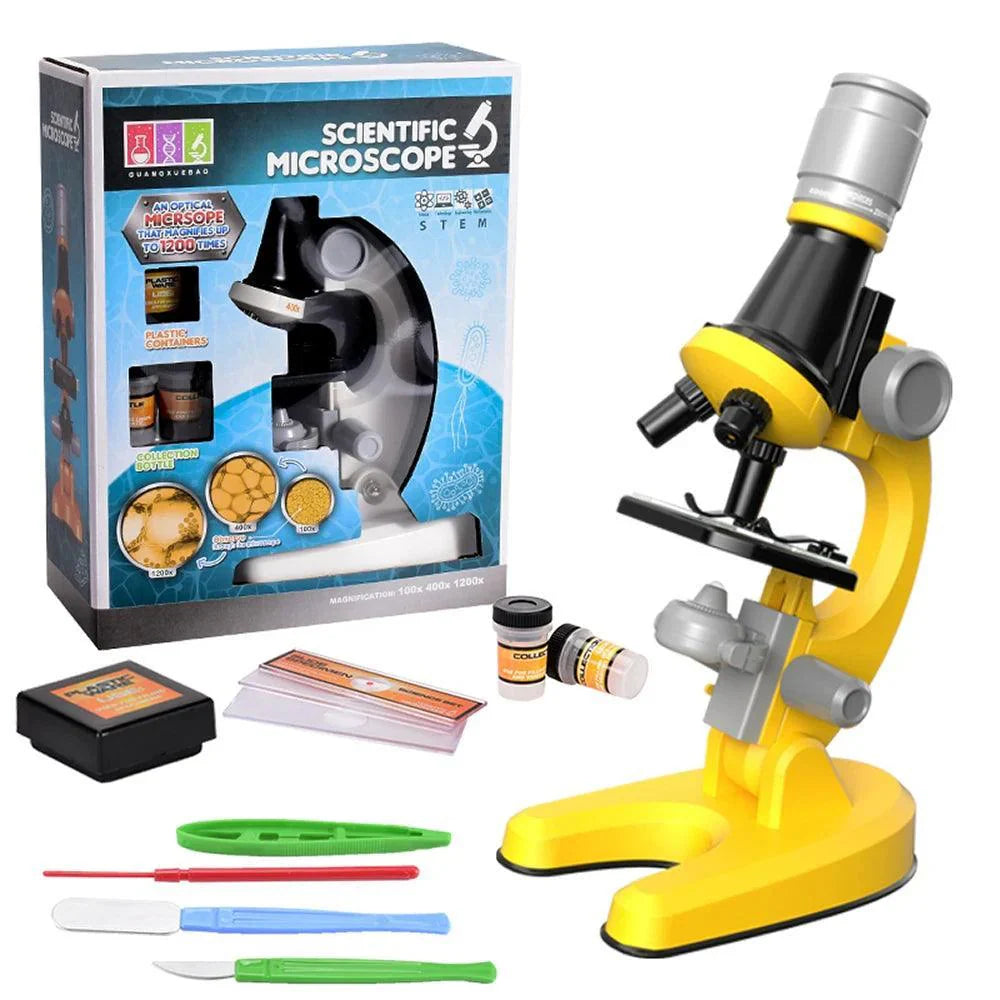 Kit de Microscópio Cintífico Infantil LED 1200x