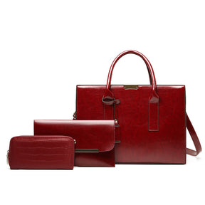 Conjunto Feminino em Couro Bolsa + 2 Carteira - Premium Bags