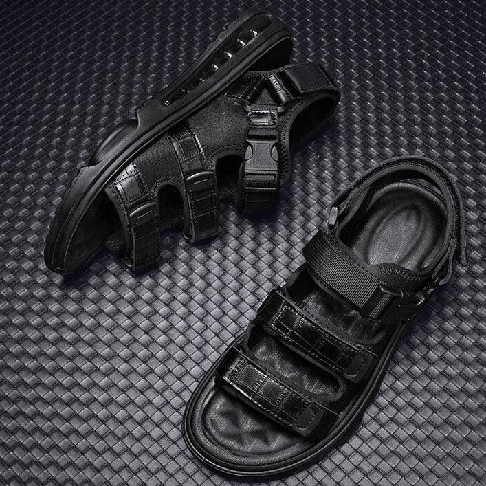 Sandália em Couro Nobre com Amortecedor Traseiro