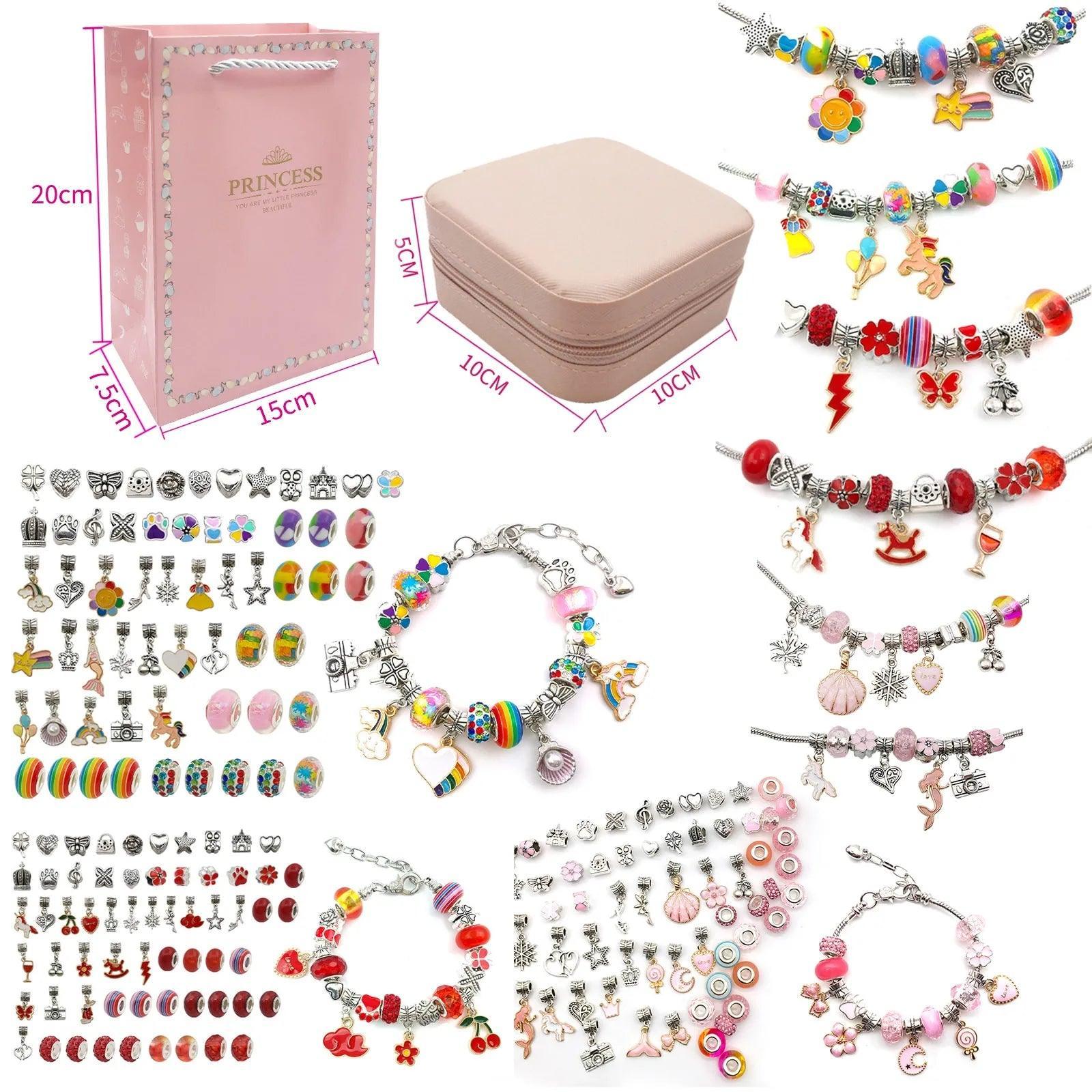 Kit Pulseiras e Berloques Infantil - 66 Peças