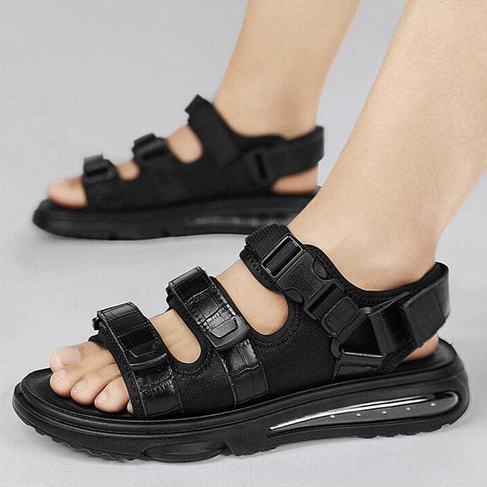 Sandália em Couro Nobre com Amortecedor Traseiro