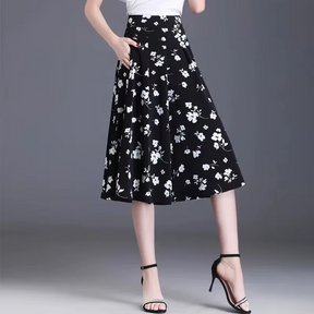 [COMPRE 1 E LEVE 2] Calça-Saia Olivia™ Midi Floral com Cintura Alta / Toque de Feminilidade e Frescor que Valoriza Você em Qualquer Ocasião!