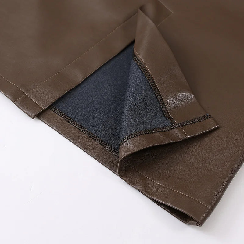 Saia Longa Feminina em Couro - Key Alve