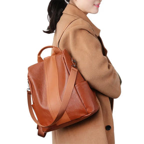 Mochila de Couro Antifurto Feminina